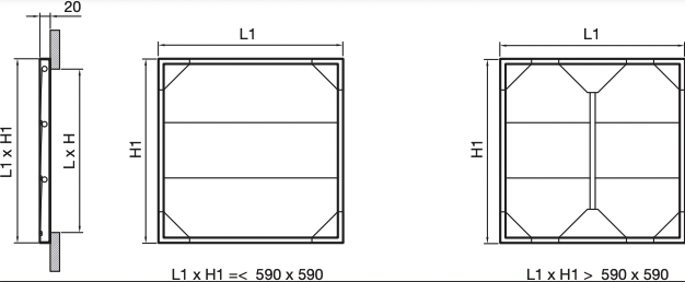 Overdruk lamellen ventilatierooster van aluminium en PVC - met terugslagkleppen - 440x440mm - VK04400440